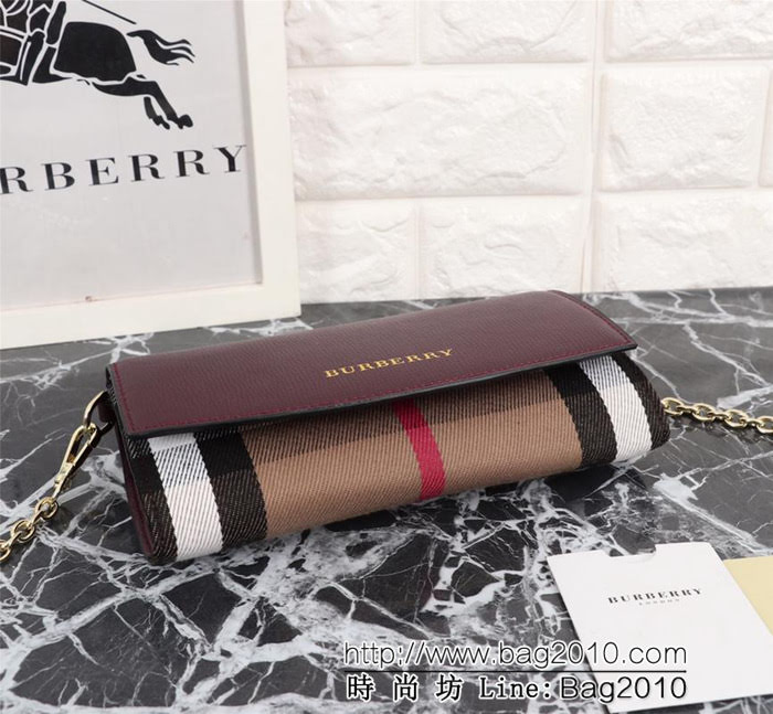 BURBERRY巴寶莉 博柏利Horseferry 格紋拼皮革錢夾 小型手袋 2531  Bhq1014